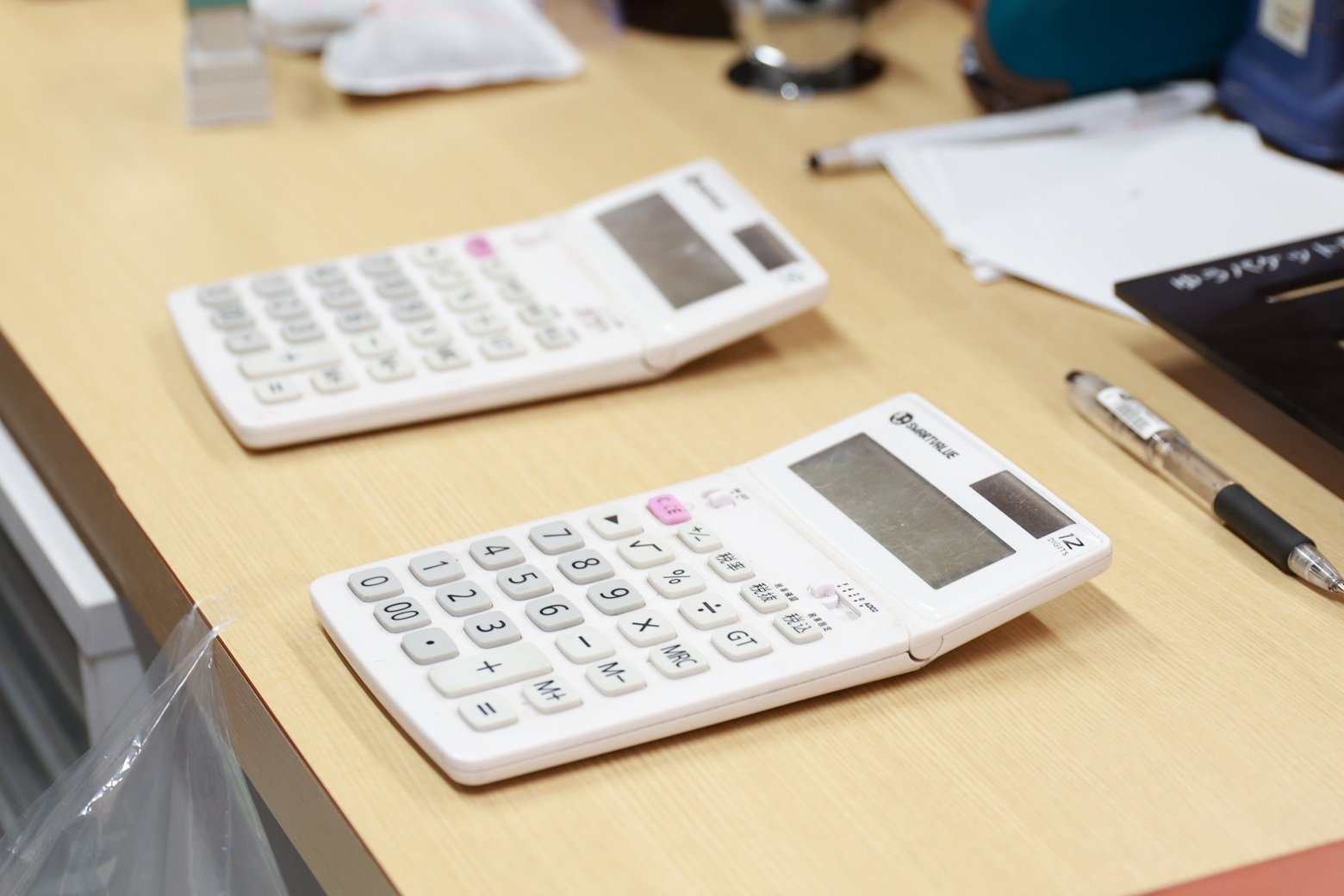 A calculator in use